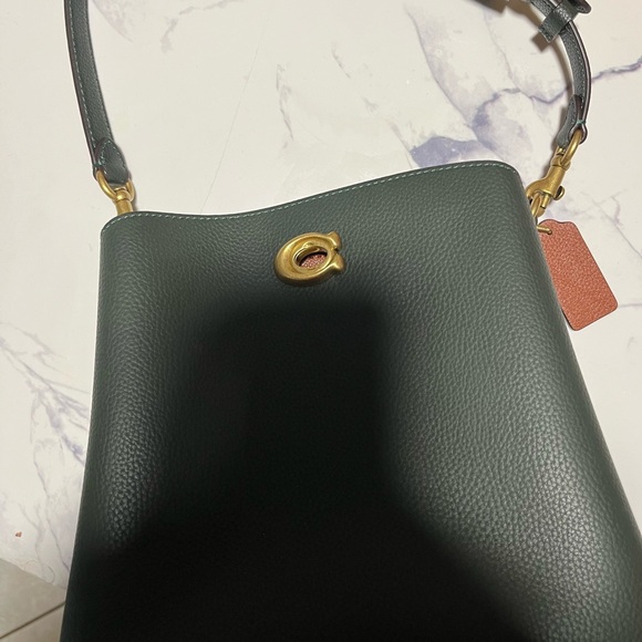 Coach Handbags - Coach Dark Green Leather Shoulder Bag